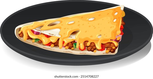 Quesadilla de queijo com carne e legumes