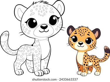 cheeta drawaing for kids vector art