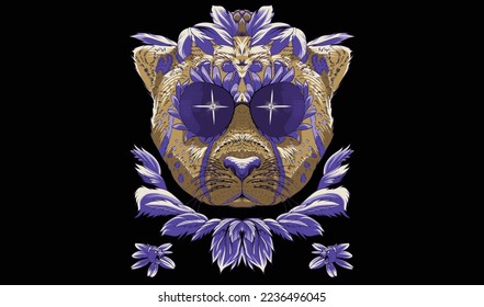 cheeta head in purple vector