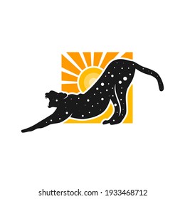 cheetah animal logo design with sun