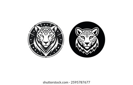 Cheetah aztec logo concept black and white