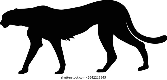 Cheetah. Black Cheetah. Silhouette. Animals. Running Cheetah. Vector. Clean and minimal design, perfect for logos, icons, conservation posters, and animal-themed artwork. Savannna