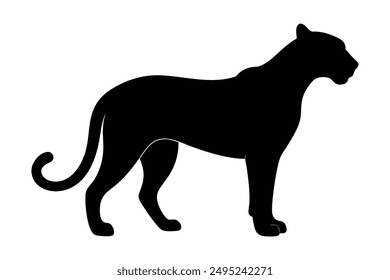 cheetah black Silhouette vector art Illustration with white background