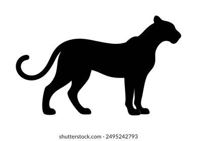 cheetah black Silhouette vector art Illustration with white background
