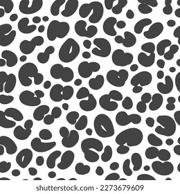 Cheetah black and white print. Leopard skin seamless pattern. Jaguar monochrome abstract ornament. Vector design