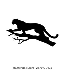 Cheetah with branch silhouette vector illustration design on white background.