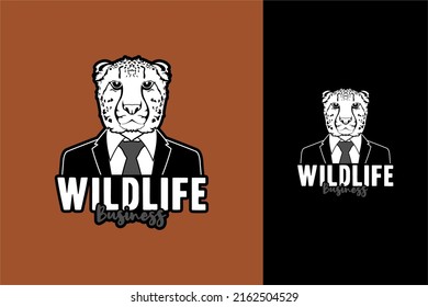 Cheetah Businessman, Cheetah Wearing Tuxedo Suit Tie for Company Logo, Brand, Business, Etc