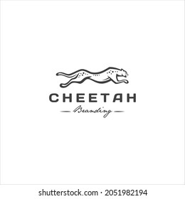 Cheetah Cat Line Art Logo Design Vector Image