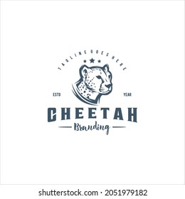 Cheetah Cat Vintage Retro Logo Design Vector Image