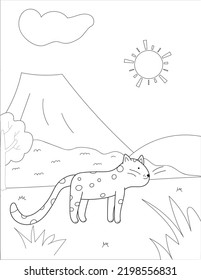 cheetah coloring page vector backdround illustration
