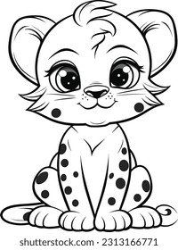 Cheetah, colouring book for kids, vector illustration