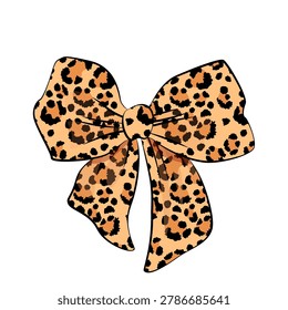 Cheetah coquette preppy bow with leopard pattern