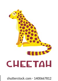 Cheetah cute cartoon character  Color illustration isolated white background  Concept for prints  cards  posters  web  textiles  Vector 