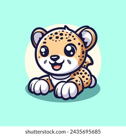 Cheetah Cute Mascot Logo Illustration Chibi Kawaii is awesome logo, mascot or illustration for your product, company or bussiness