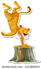 Cheetah dancing cartoon character on white background illustration