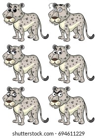 Cheetah with different emotions illustration