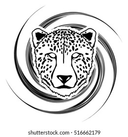 Cheetah face designed on spin stroke background graphic vector.