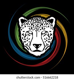 Cheetah face designed on spin wheel background graphic vector.