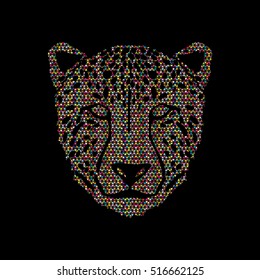 Cheetah face designed using colorful mosaic pattern graphic vector.