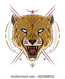 cheetah face illustration for template logo design.