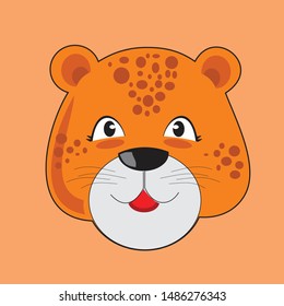 cheetah face vector with orange background