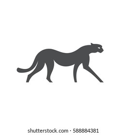 Cheetah family feline modern vector animal logo into flat style illustrations in minimalism