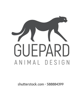 Cheetah family feline modern vector animal logo into flat style illustrations in minimalism