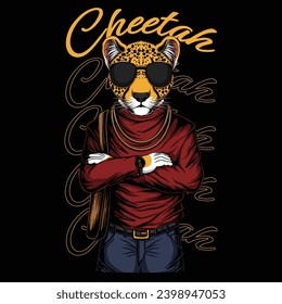 Cheetah fashionable character vector illustration for your company or brand