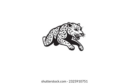 Cheetah Fast Run Logo Black Vector on white background