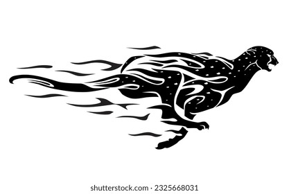 Cheetah Flaming Speed, Side View Abstract Illustration of the fastest Land Animal