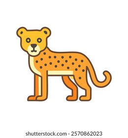 Cheetah flat color icon. Vector illustration of tiger on white background.