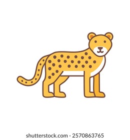 Cheetah flat color icon. Vector illustration on white background.