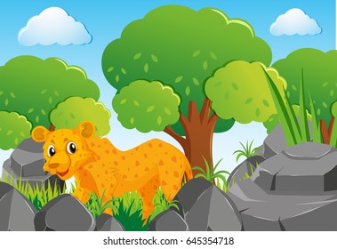 Cheetah in the forest illustration