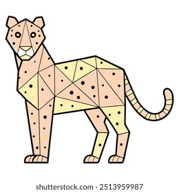 Cheetah in geometric shapes on white