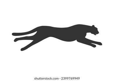 Cheetah graphic icon. Silhouette running cheetah isolated sign on white background. Vector illustration