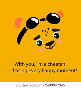 Cheetah Greeting Card with Positive Quote and Sunglasses