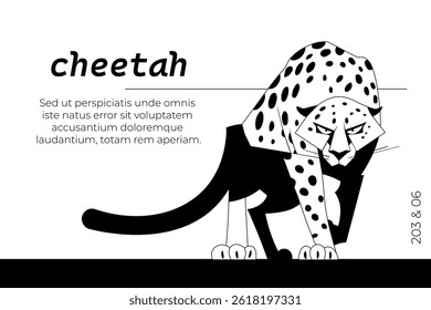 Cheetah. Hand drawn vector illustration in flat style isolated on white background.