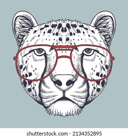 Cheetah Handgezeichnet mit einer roten Brille für Ihr Unternehmen oder Ihre Marke
