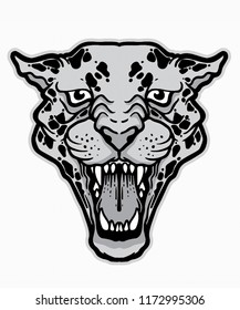 Cheetah head face . Black and grey color