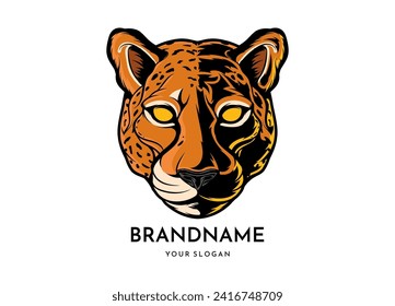 Cheetah head face logo, isolated on white background, animal team emblem, design elements, vector illustration