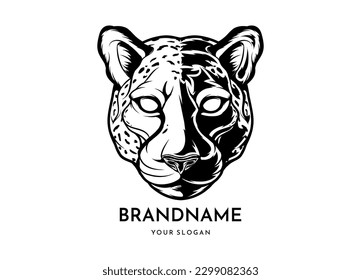 Cheetah head face logo vector icon, concept black and white color, animal team emblem, design elements, simple illustration