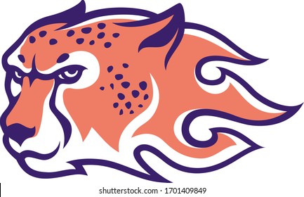 Cheetah Head with Fire Shape Tribal Tattoo Simple Vector Design