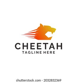 Cheetah head gradient collor logo design illustration