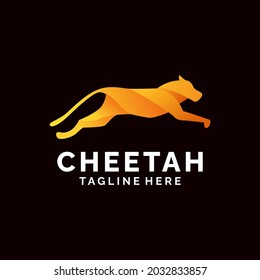 Cheetah head gradient collor logo design illustration