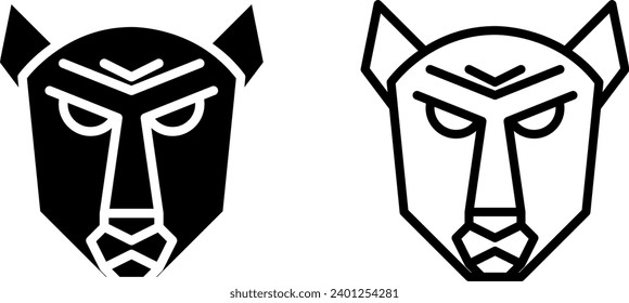 cheetah head icon, sign, or symbol in glyph and line style isolated on transparent background. Vector illustration	
