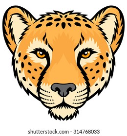 A Cheetah head logo. This is vector illustration ideal for a mascot and tattoo or T-shirt graphic.