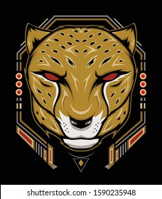 Cheetah Head - Mascot Emblem for sport team. Vector illustration for t-shirt and badges - Vector