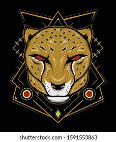 Cheetah Head - Mascot Emblem for sport team. Vector illustration for t-shirt and badges - Vector