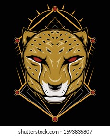 Cheetah Head - Mascot Emblem for sport team. Vector illustration for t-shirt and badges - Vector