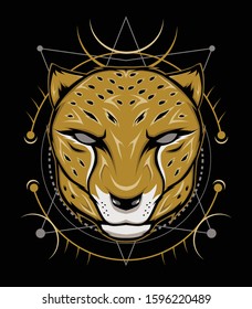 Cheetah Head - Mascot Emblem for sport team. Vector illustration for t-shirt and badges - Vector